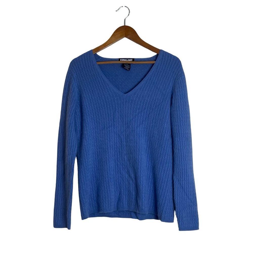 Kirkland signature 100% cashmere blue cable knit sweater